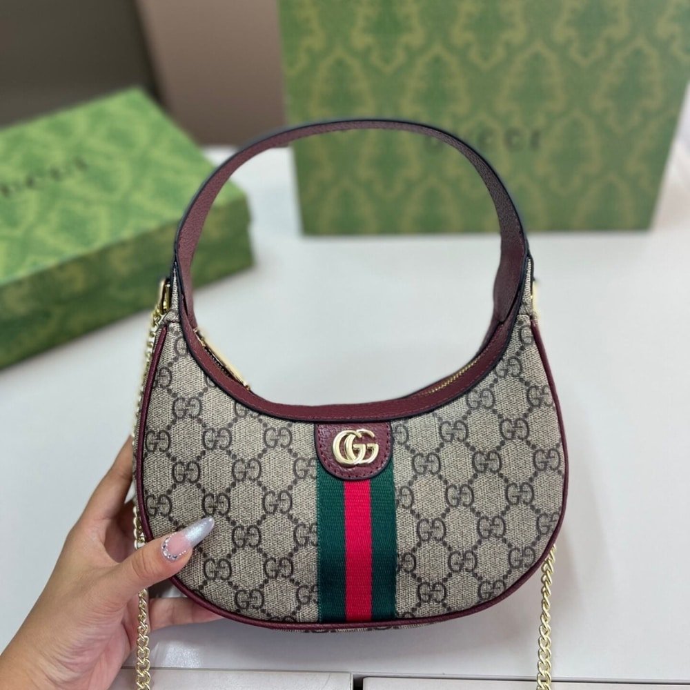 Gvc*1 Ophidia Small Shoulder Bag Beige And Dark Red Gg Fabric 22Cm 838463 Fae0P 9789