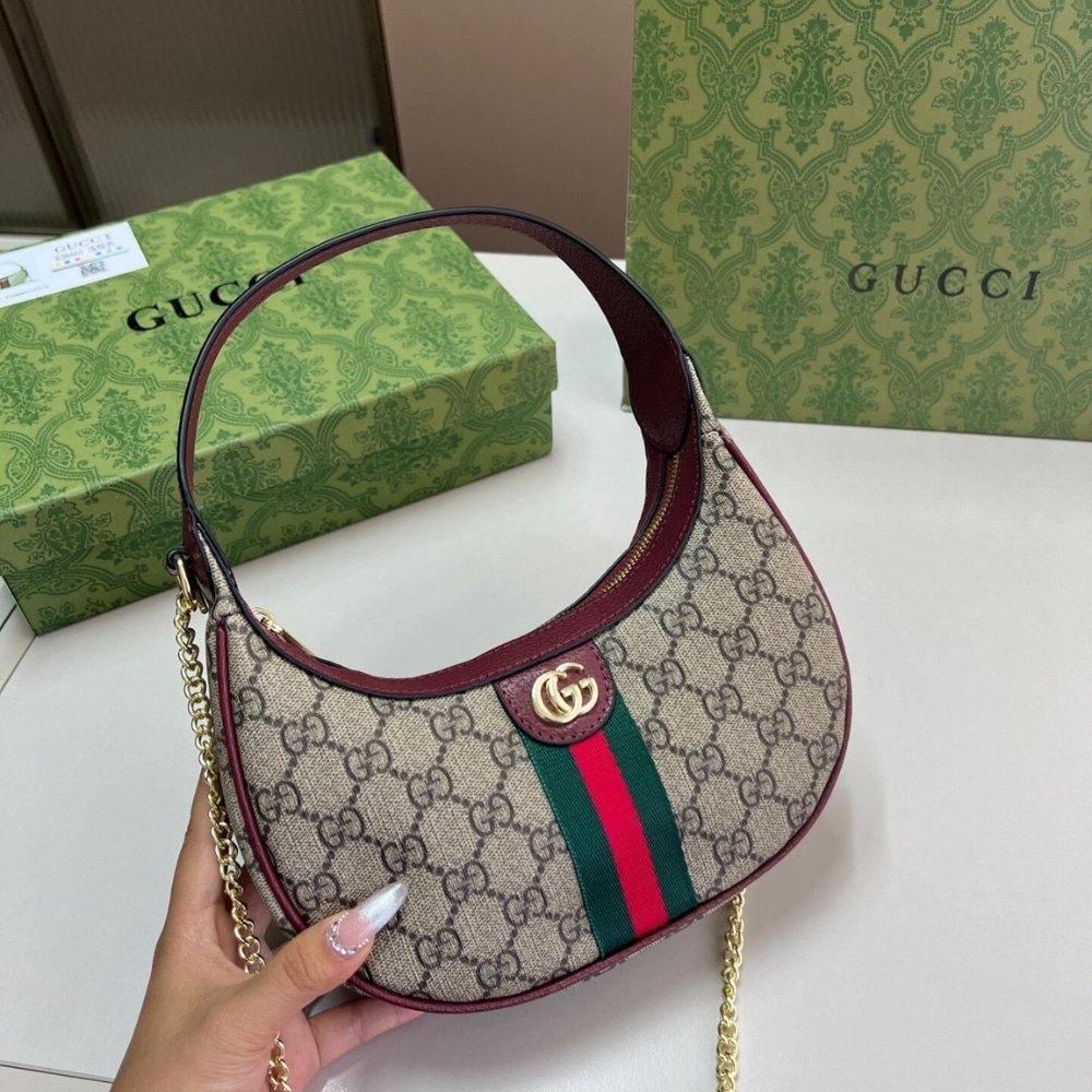 Gvc*1 Ophidia Small Shoulder Bag Beige And Dark Red Gg Fabric 22Cm 838463 Fae0P 9789
