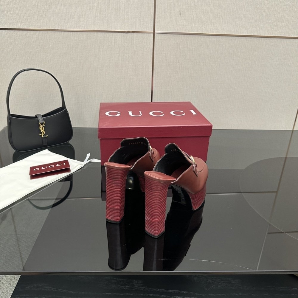 Gvc*1 Women Platform Mule With Horsebit Red Leather 835315 Aadcw 6207