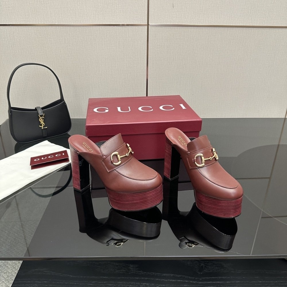 Gvc*1 Women Platform Mule With Horsebit Red Leather 835315 Aadcw 6207
