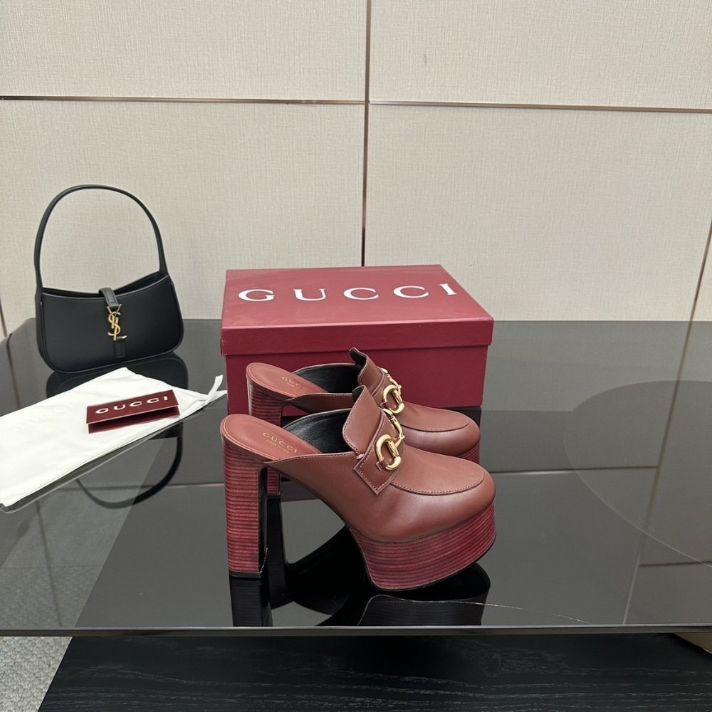 Gvc*1 Women Platform Mule With Horsebit Red Leather 835315 Aadcw 6207