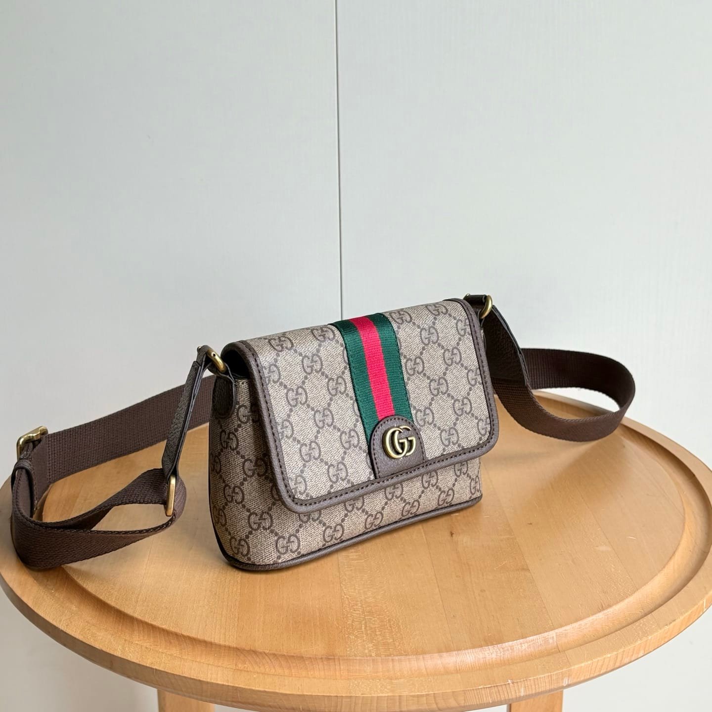Gvc*1 Ophidia Mini Bag Beige And Dark Brown 18Cm 838599 Faeof 9745