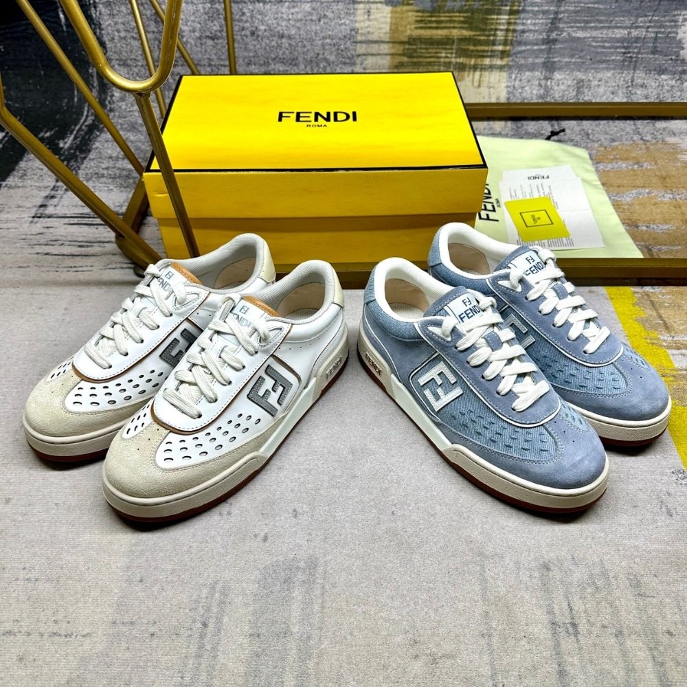 F**di Match Denim Fabric And Suede Low Tops Light Blue 8E8670Asb3F1Sv1