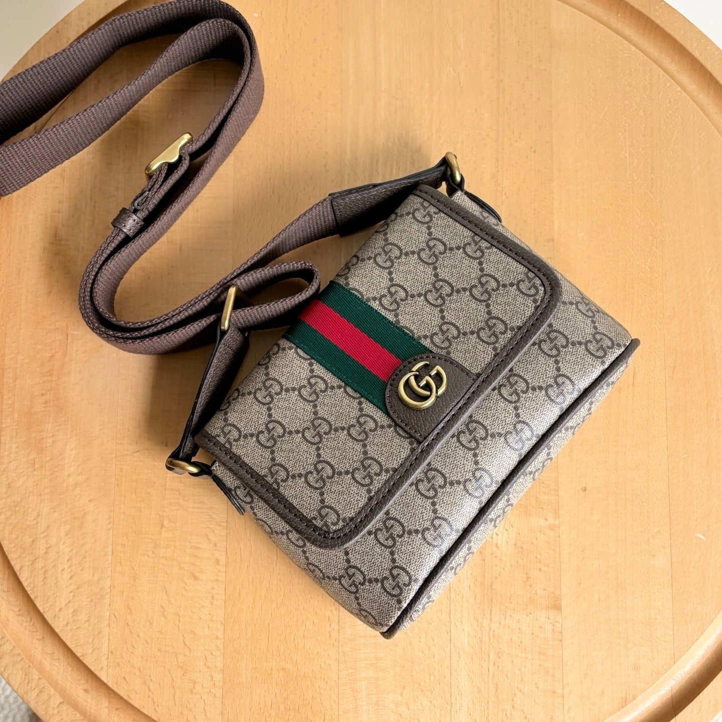 Gvc*1 Ophidia Mini Bag Beige And Dark Brown 18Cm 838599 Faeof 9745