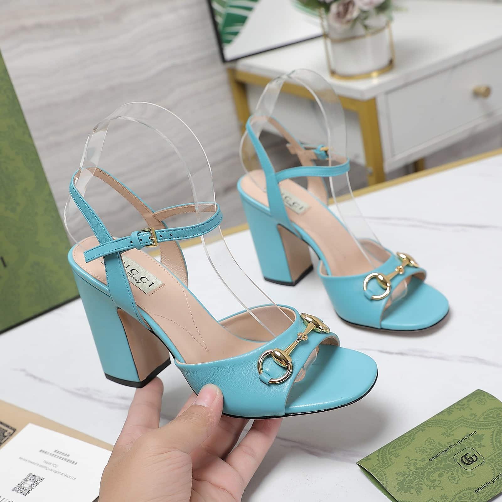 Gvc*1 Women’S Horsebit High Heel Sandal Blue 771600 C9D00 4728