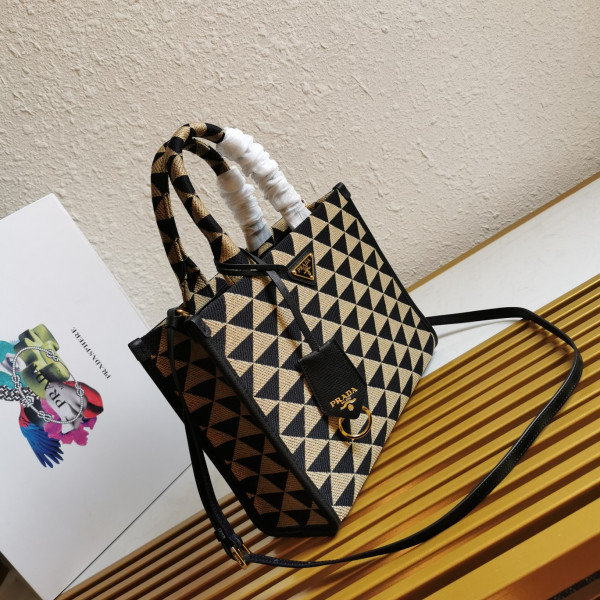 Pra*a small symbole jacquard fabric handbag