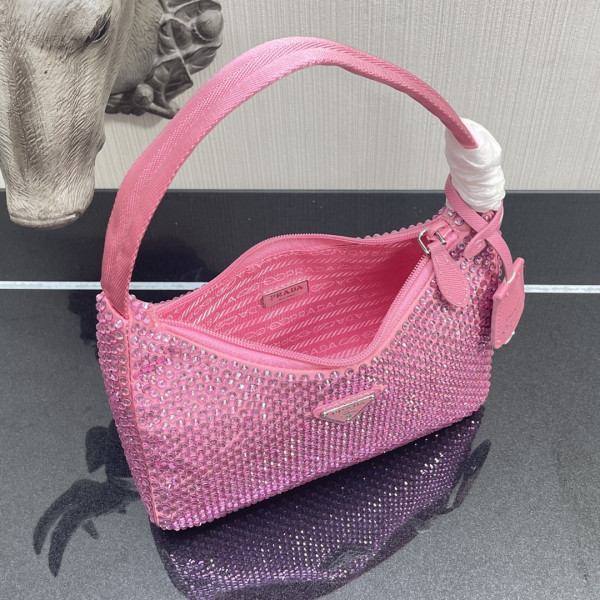 Pra*a satin mini-bag with artificial crystals