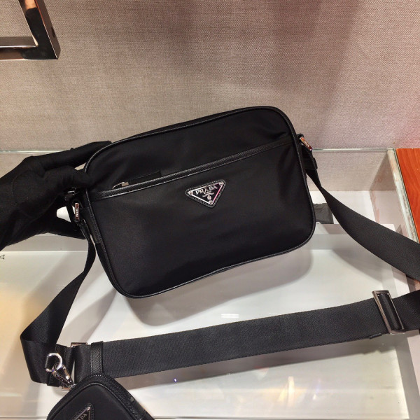 Pra*a re-nylon and saffiano leather shoulder bag