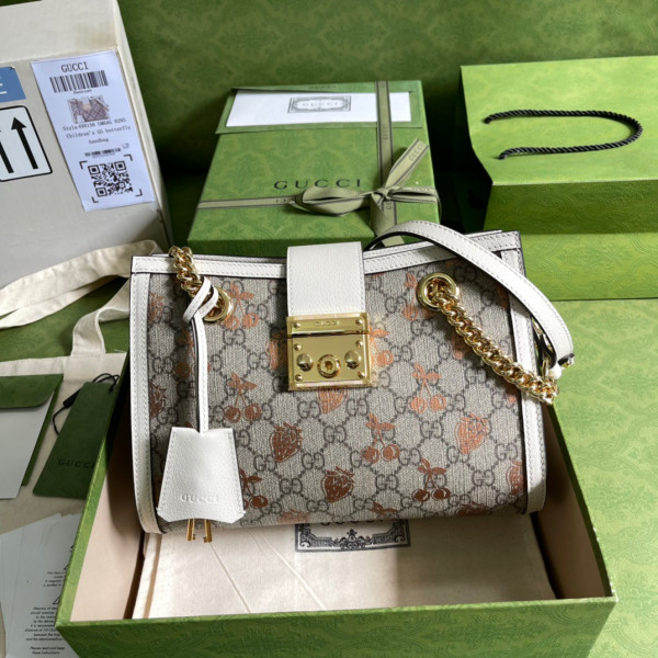 G*u*i padlock small berry tote bag