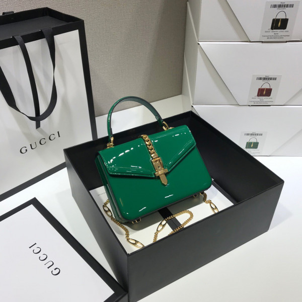 G*u*i sylvie 1969 patent leather mini top handle bag