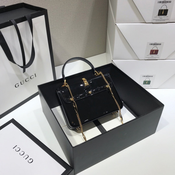 G*u*i sylvie 1969 patent leather mini top handle bag