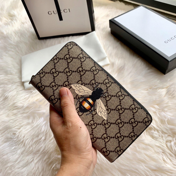 G*u*i bee print gg zip around wallet
