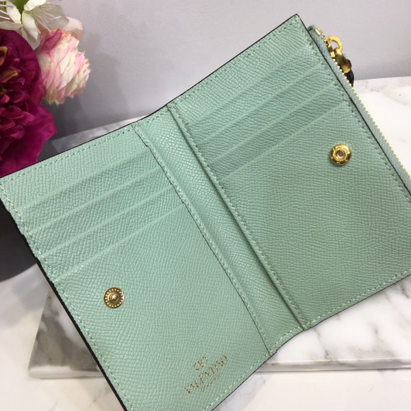 VALENTINO VSLING GRAINY CALFSKIN CARDHOLDER WITH ZIPPER