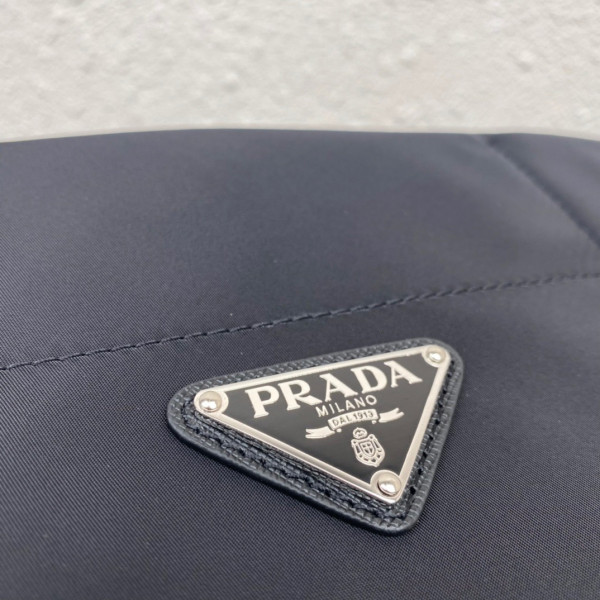 Pra*a re-nylon and saffiano leather tote bag