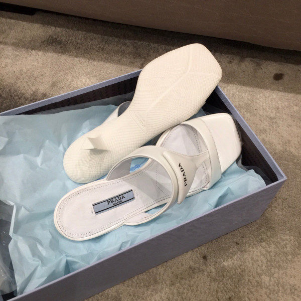 Pra*a brushed leather high-heeled thong sandals