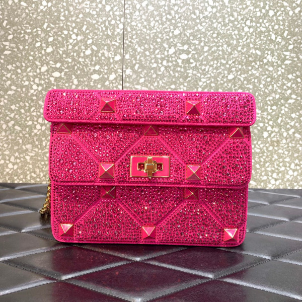 VALENTINO MEDIUM ROMAN STUD THE SHOULDER BAG WITH CHAIN