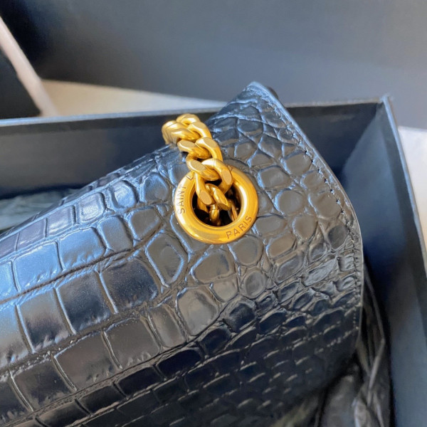 YSL KATE MEDIUM REVERSIBLE IN SUEDE AND CROCODILE-EMBOSSED LEATHER