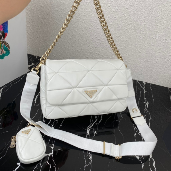 Pra*a system nappa leather patchwork bag