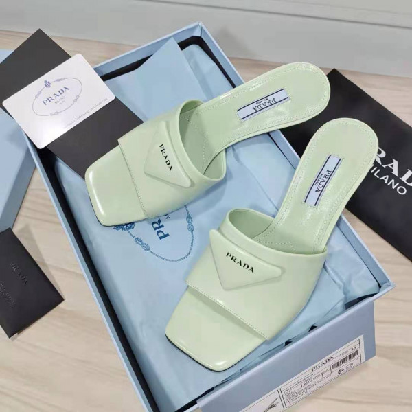 Pra*a brushed leather mid-heeled slides