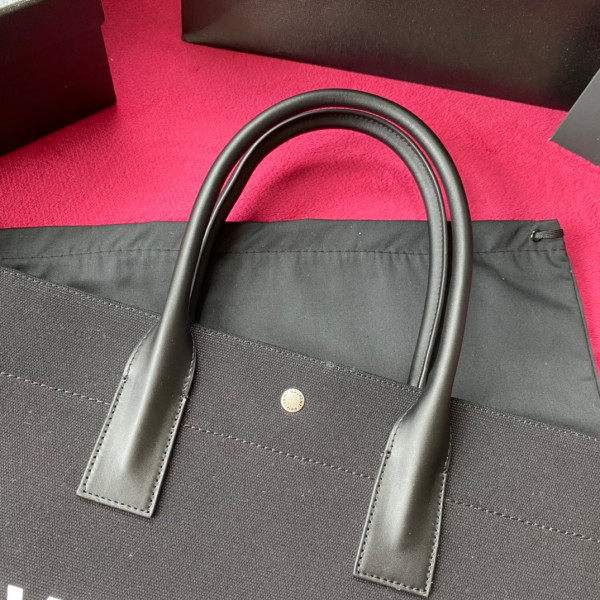 YSL RIVE GAUCHE TOTE BAG IN PRINTED LINEN AND LEATHER