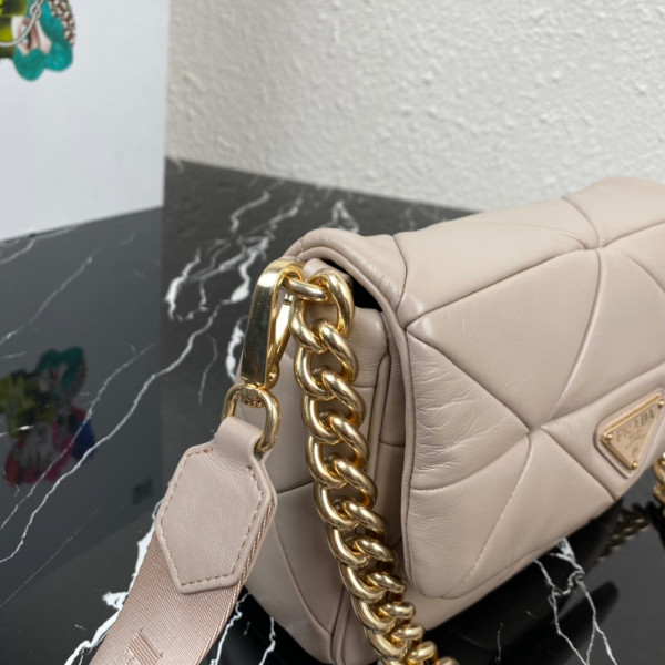 Pra*a system nappa leather patchwork bag