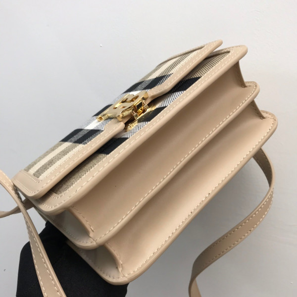 B**rry medium check canvas and leather tb bag