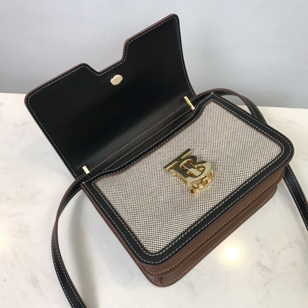 B**rry two-tone canvas and leather tb bag