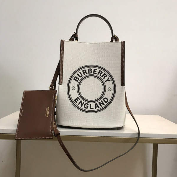 B**rry small logo graphic cotton canvas peggy bucket bag
