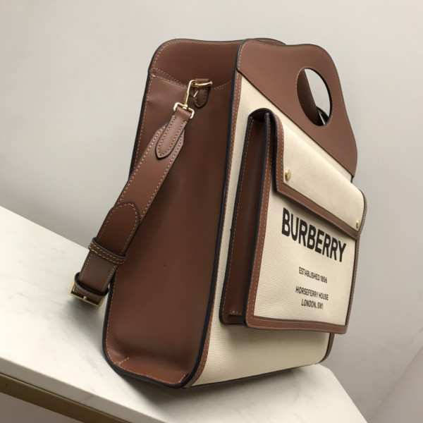 B**rry medium two-tone canvas and leather pocket tote