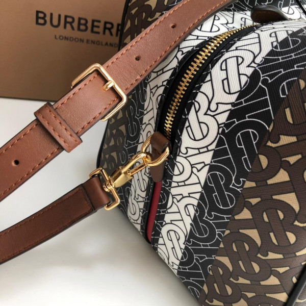 B**rry small monogram stripe e-canvas cube bag
