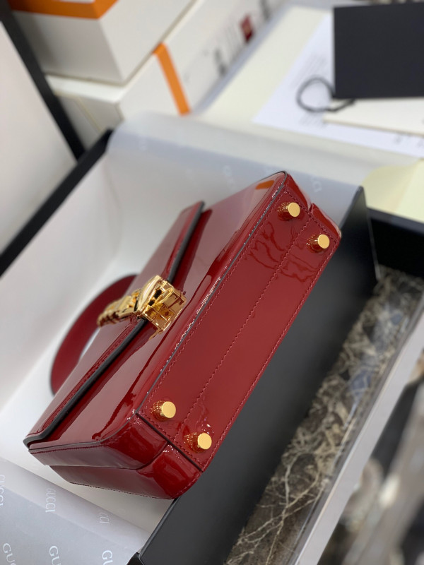 G*u*i sylvie 1969 patent leather mini top handle bag