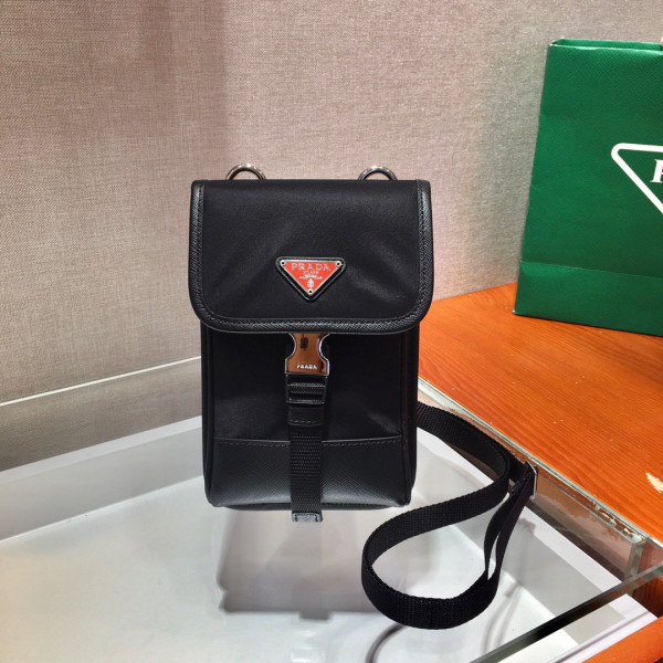 Pra*a nylon and saffiano leather smartphone case