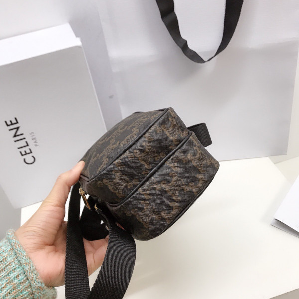 Ce**e mini pocket messenger bag in triomphe canvas and calfskin