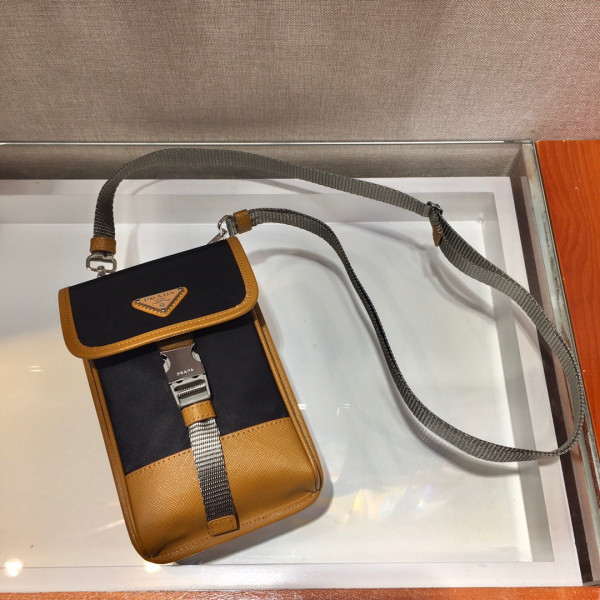 Pra*a nylon and saffiano leather smartphone case