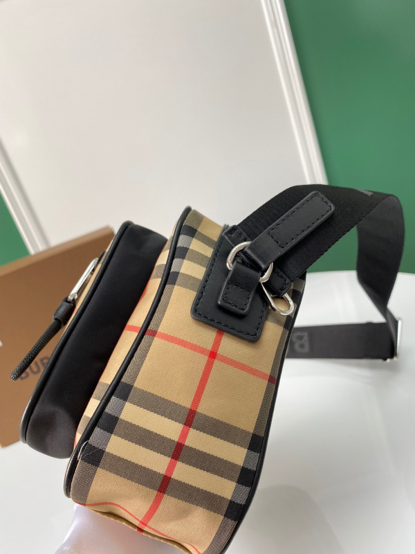 B**rry vintage check and leather crossbody bag