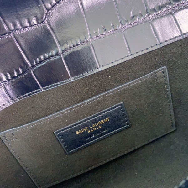 YSL MANHATTAN CLUTCH IN CROCODILE-EMBOSSED LEATHER