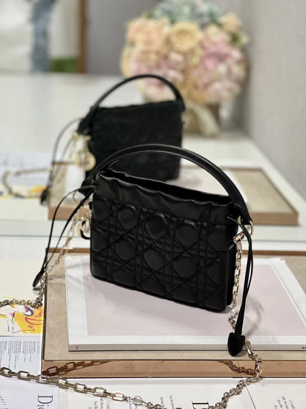 lady D*or top handle drawstring mini bag