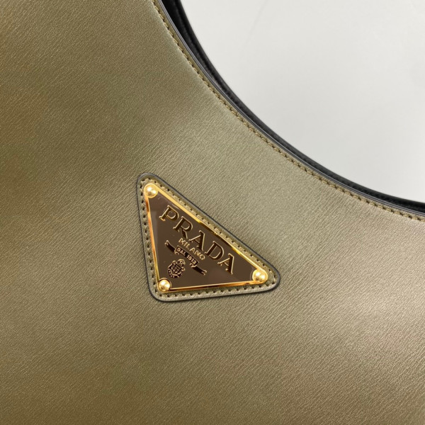 Pra*a large leather shoulder bag with topstitching