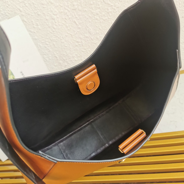 Pra*a large leather shoulder bag with topstitching