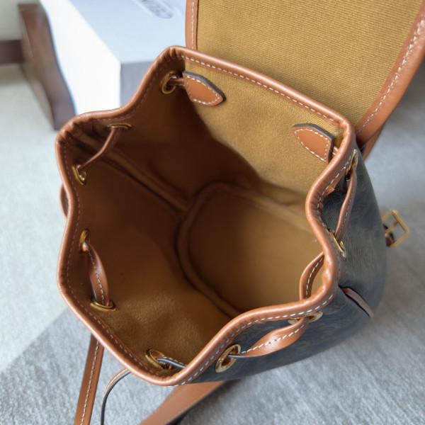 Ce**e mini backpack folco in triomphe canvas and calfskin