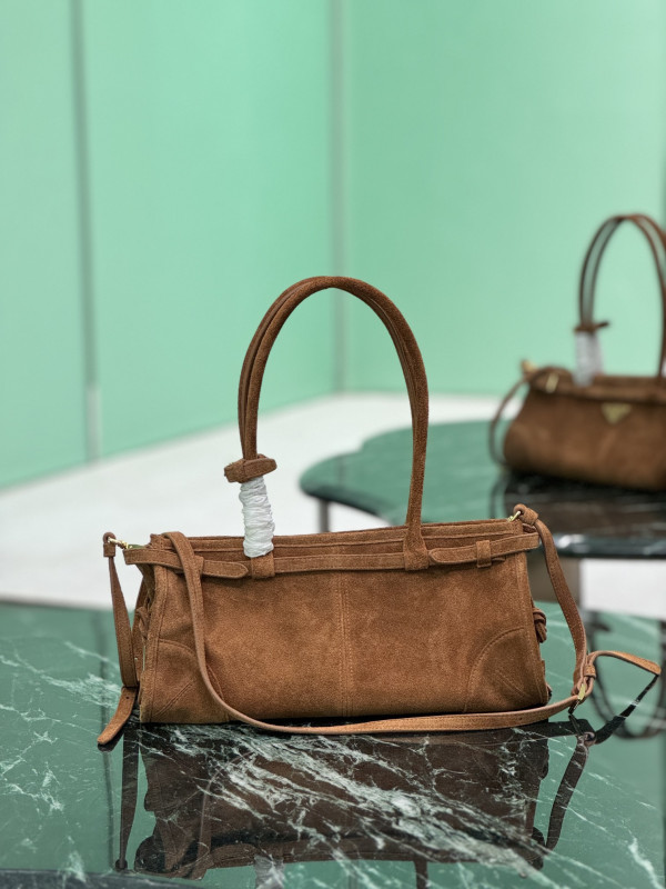 Pra*a medium suede handbag-32*15.5*12cm
