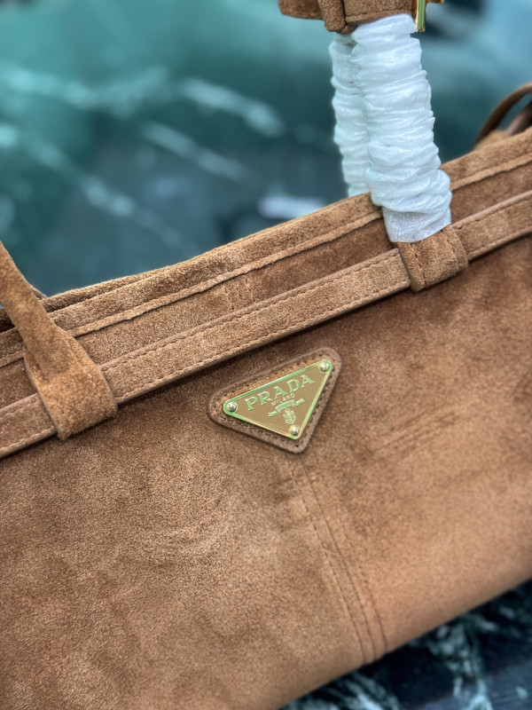 Pra*a medium suede handbag-32*15.5*12cm