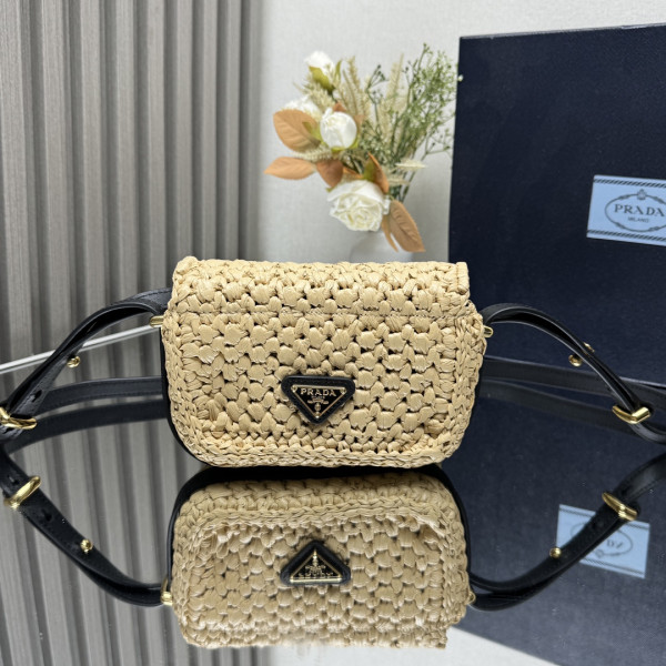 Pra*a crochet and leather shoulder bag