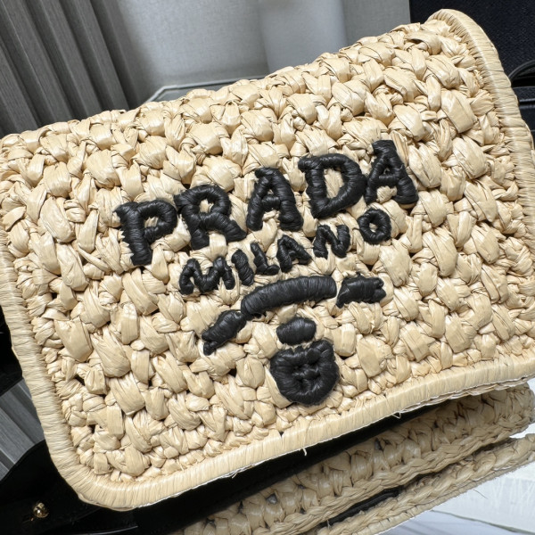 Pra*a crochet and leather shoulder bag