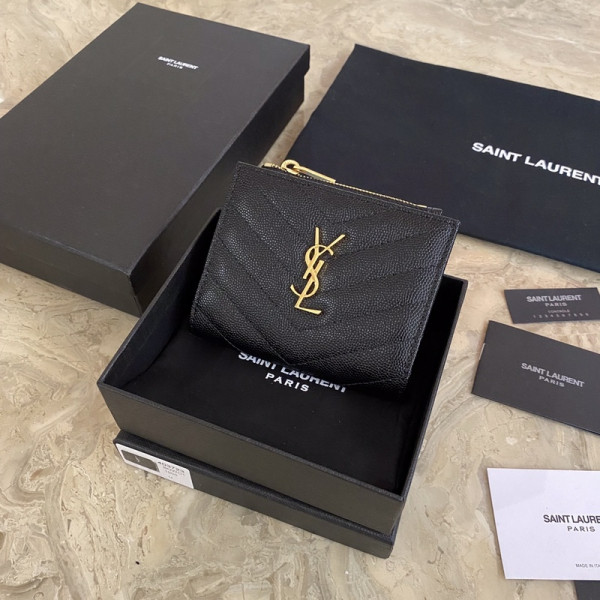 YSL MONOGRAM ZIPPED CARD CASE